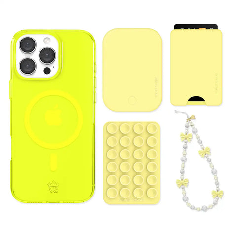 Neon Yellow iPhone Bundle Set - Wallet