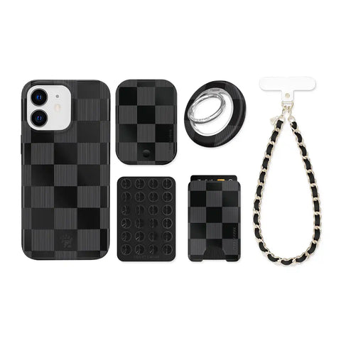 Noir Vibe Checkered iPhone Bundle Set