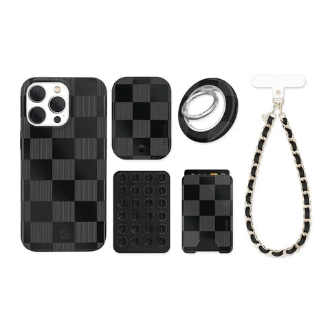 Noir Vibe Checkered iPhone Bundle Set
