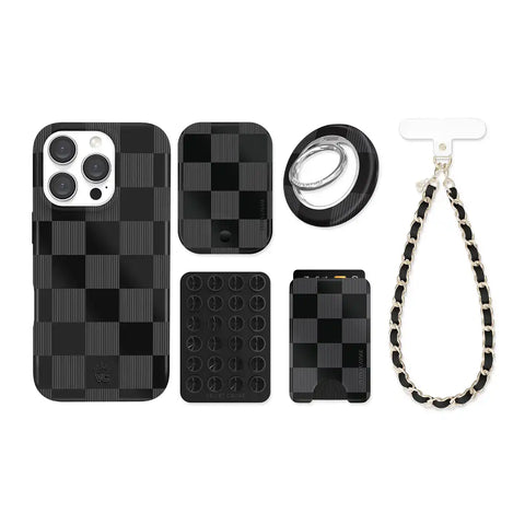 Noir Vibe Checkered iPhone Bundle Set