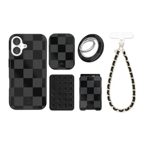 Noir Vibe Checkered iPhone Bundle Set
