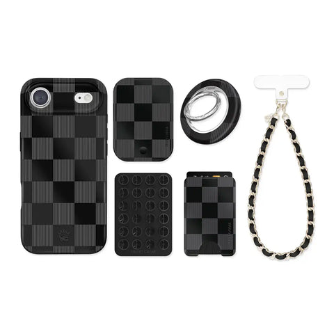 Noir Vibe Checkered iPhone Bundle Set