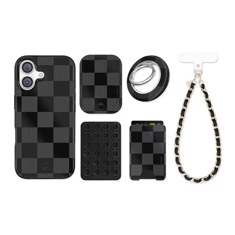 Noir Vibe Checkered iPhone Bundle Set