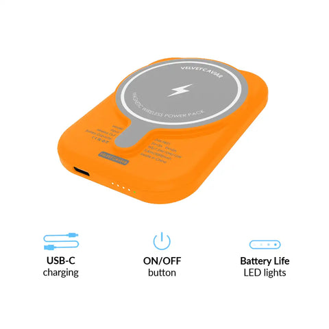 Pumpkin Spice Orange Portable MagSafe Charger Power Pack