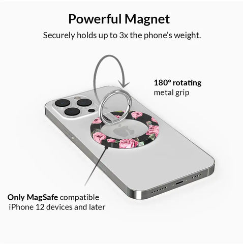 Pink Rose Floral MagSafe Grip Ring