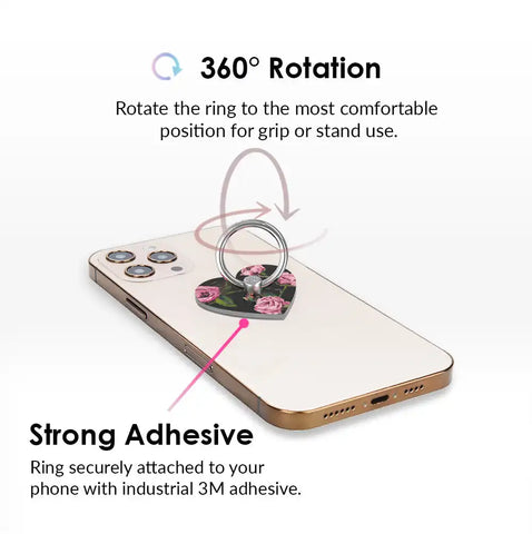 Pink Rose Floral Phone Ring