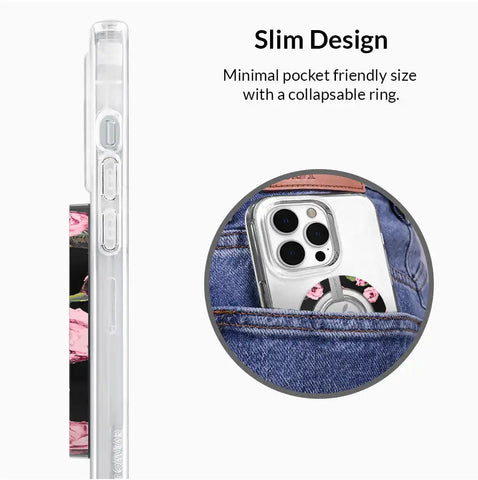 Pink Rose Floral MagSafe Grip Ring