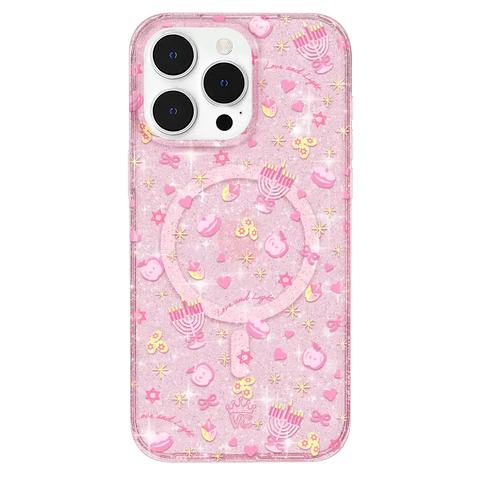 Pink Hanukkah Glitter iPhone Case