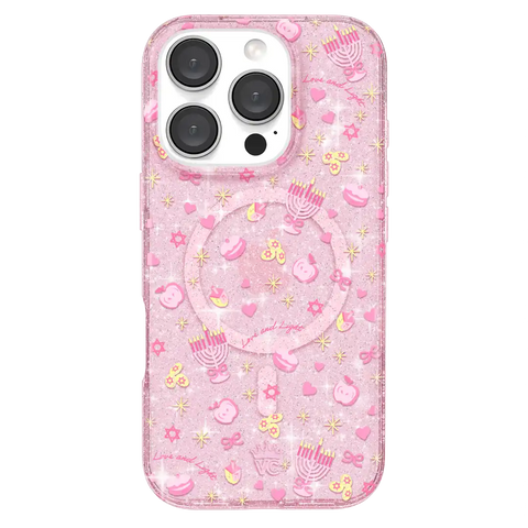 Pink Hanukkah Glitter iPhone Case