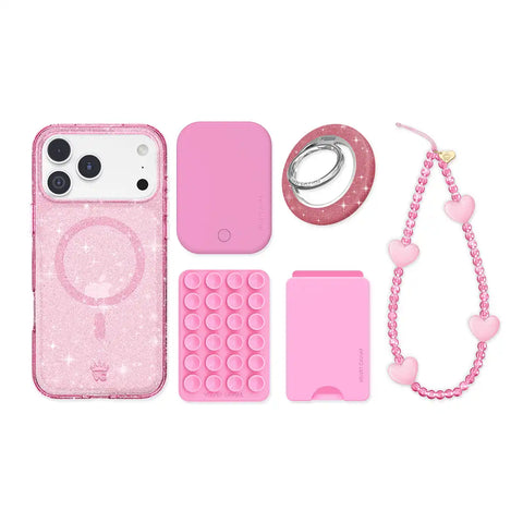 Pink Stardust Glitter iPhone Bundle Set