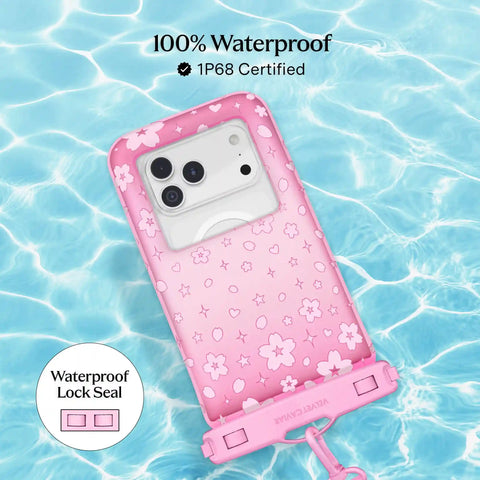 Pink Cherry Blossom Waterproof Floating Phone Pouch
