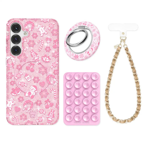 Pink Christmas Glitter Samsung Bundle Set