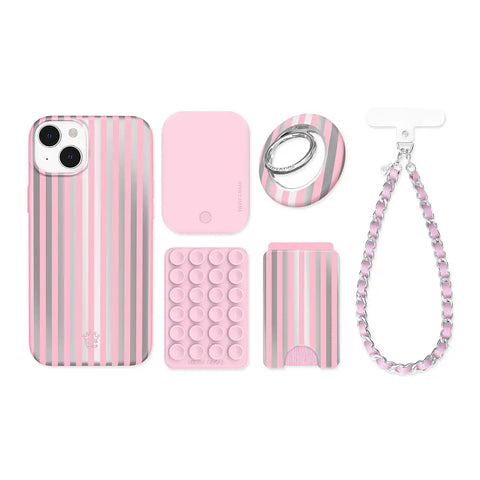Pink Chrome Stripes iPhone Bundle Set