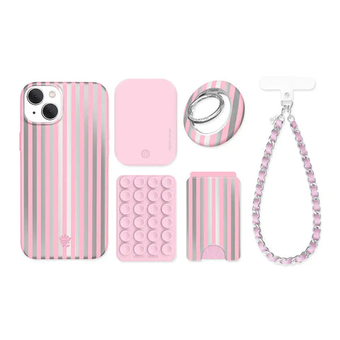 Pink Chrome Stripes iPhone Bundle Set