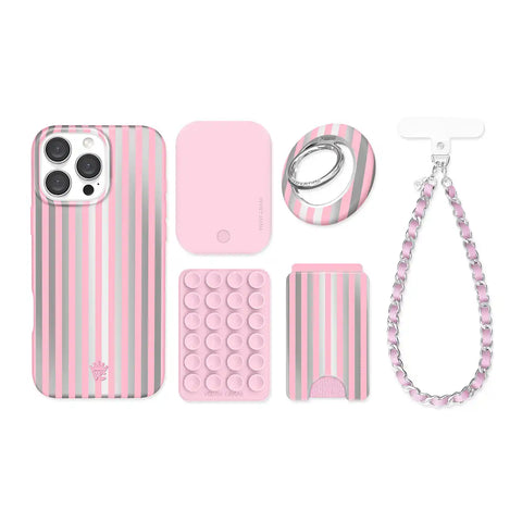 Pink Chrome Stripes iPhone Bundle Set