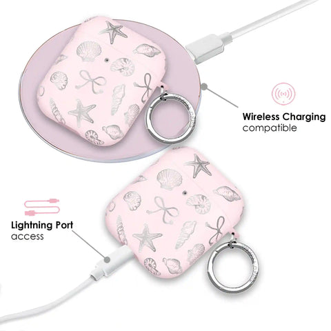 Pink Coastal Seashells AirPod Case