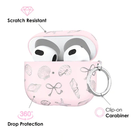 Pink Coastal Seashells AirPod Case