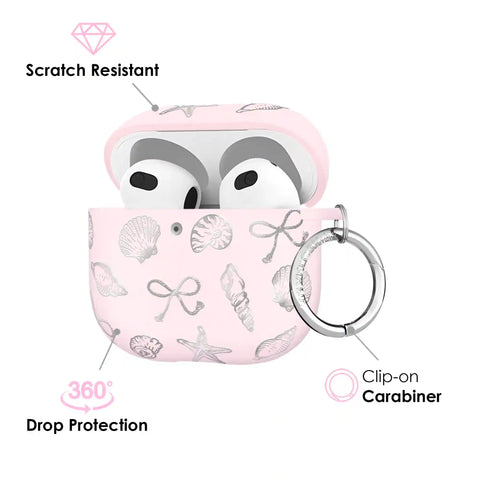 Pink Coastal Seashells AirPod Case