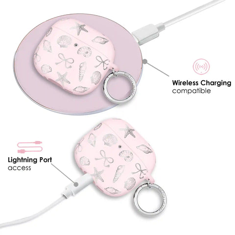 Pink Coastal Seashells AirPod Case
