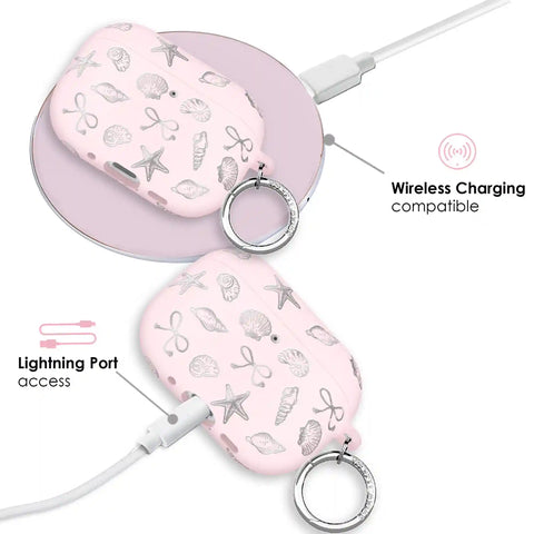 Pink Coastal Seashells AirPod Case