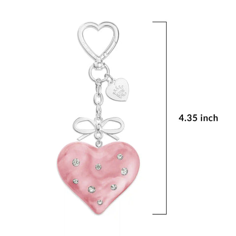Pink Crystal Heart Bag Charm