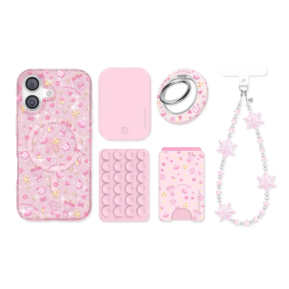 Pink Hanukkah Glitter iPhone Bundle