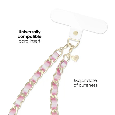 Pink Pearl Leather Chain Phone Charm