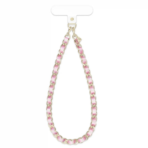 Pink Pearl Leather Chain Phone Charm