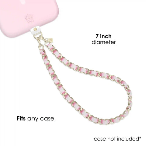 Pink Pearl Leather Chain Phone Charm