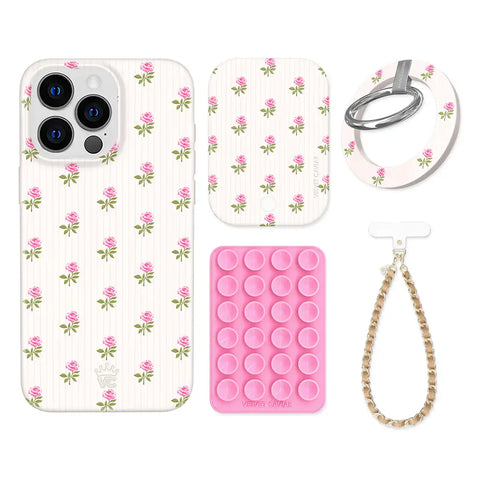 Pink Peony Floral iPhone Bundle Set - Grip