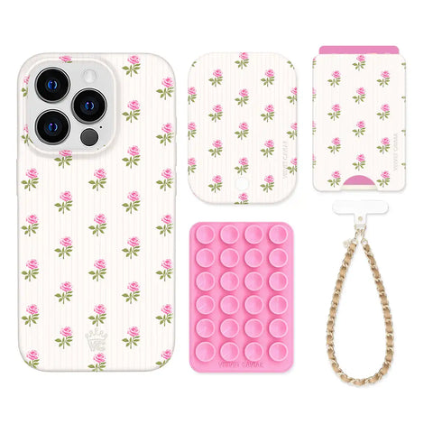 Pink Peony Floral iPhone Bundle Set - Wallet