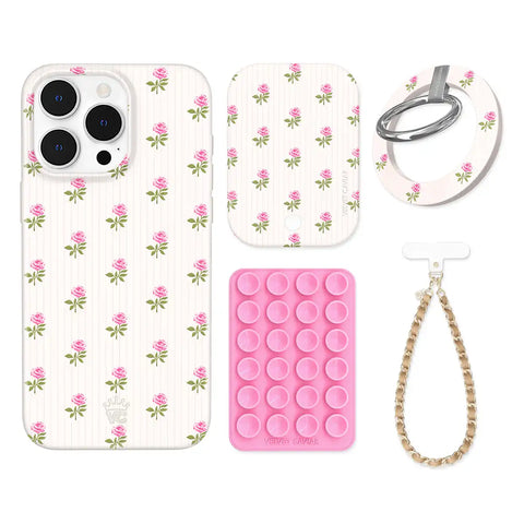 Pink Peony Floral iPhone Bundle Set - Grip