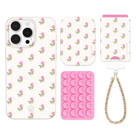 Pink Peony Floral iPhone Bundle Set - Wallet
