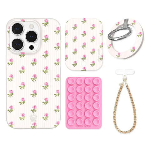Pink Peony Floral iPhone Bundle Set - Grip