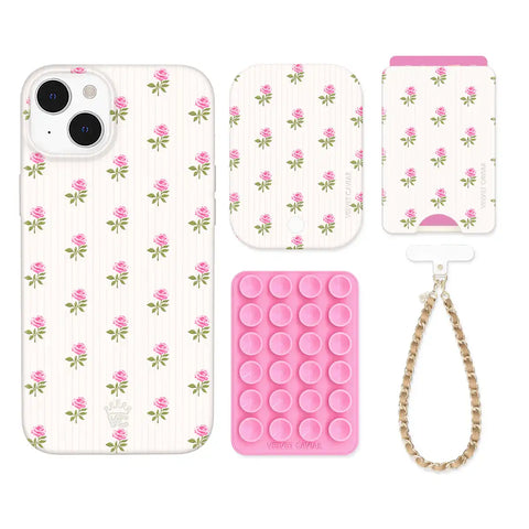Pink Peony Floral iPhone Bundle Set - Wallet