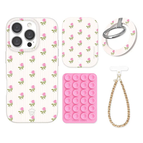 Pink Peony Floral iPhone Bundle Set - Grip
