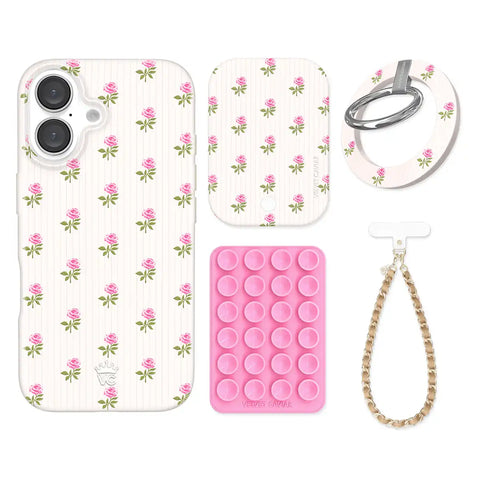 Pink Peony Floral iPhone Bundle Set - Grip