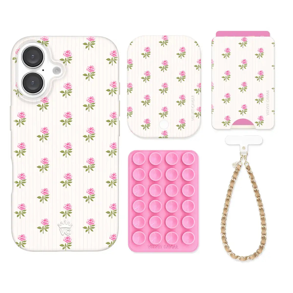 Pink Peony Floral iPhone Bundle Set - Wallet
