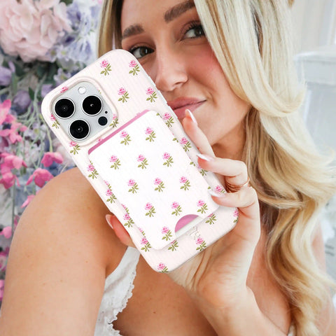 Pink Peony Floral MagSafe Wallet
