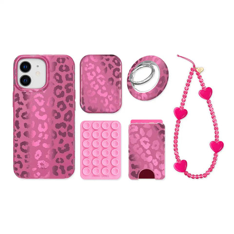 Pink Ruby Leopard iPhone Bundle Set