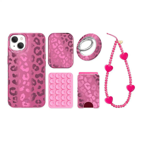 Pink Ruby Leopard iPhone Bundle Set