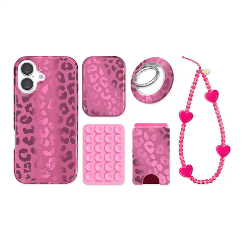 Pink Ruby Leopard iPhone Bundle Set