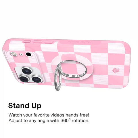 Pink Vibe Checkered MagSafe Grip Ring