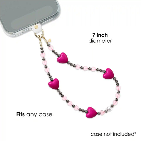 Pink & Black Heart Phone Charm