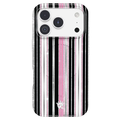 Pretty Punk Stripes Glitter iPhone Case