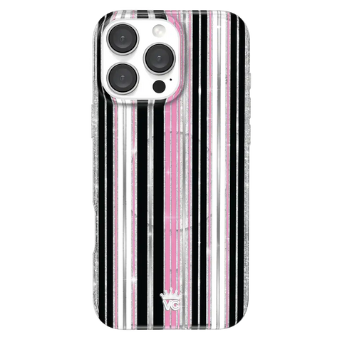 Pretty Punk Stripes Glitter iPhone Case