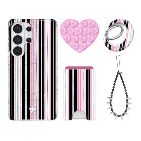 Pretty Punk Stripes Glitter Samsung Bundle Set
