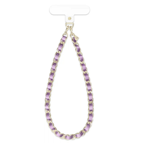 Metallic Purple Leather Chain Phone Charm