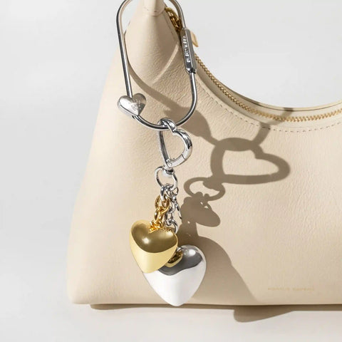 Mixed Metal Heart Bag Charm