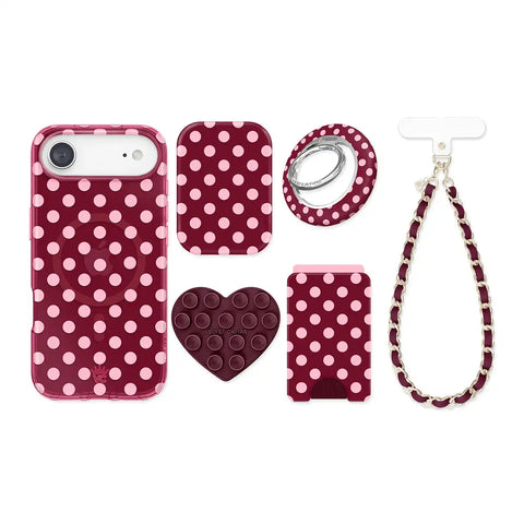 Raspberry Polka Dot iPhone Bundle Set